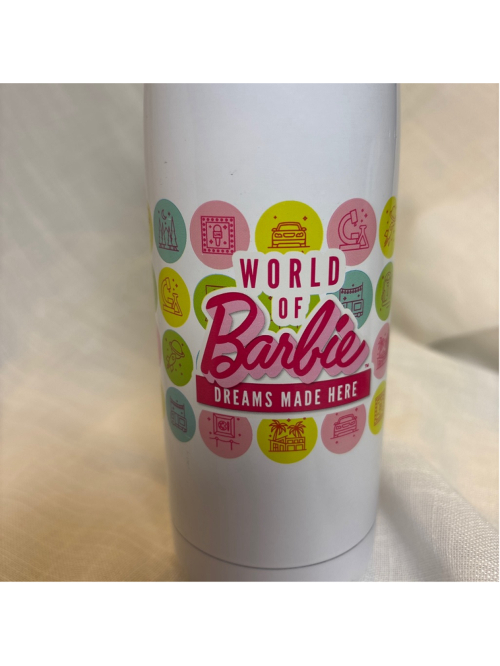 World of Barbie Dreams Made Here metal tumbler with screw on lid Collectible - Picture 3 of 8
